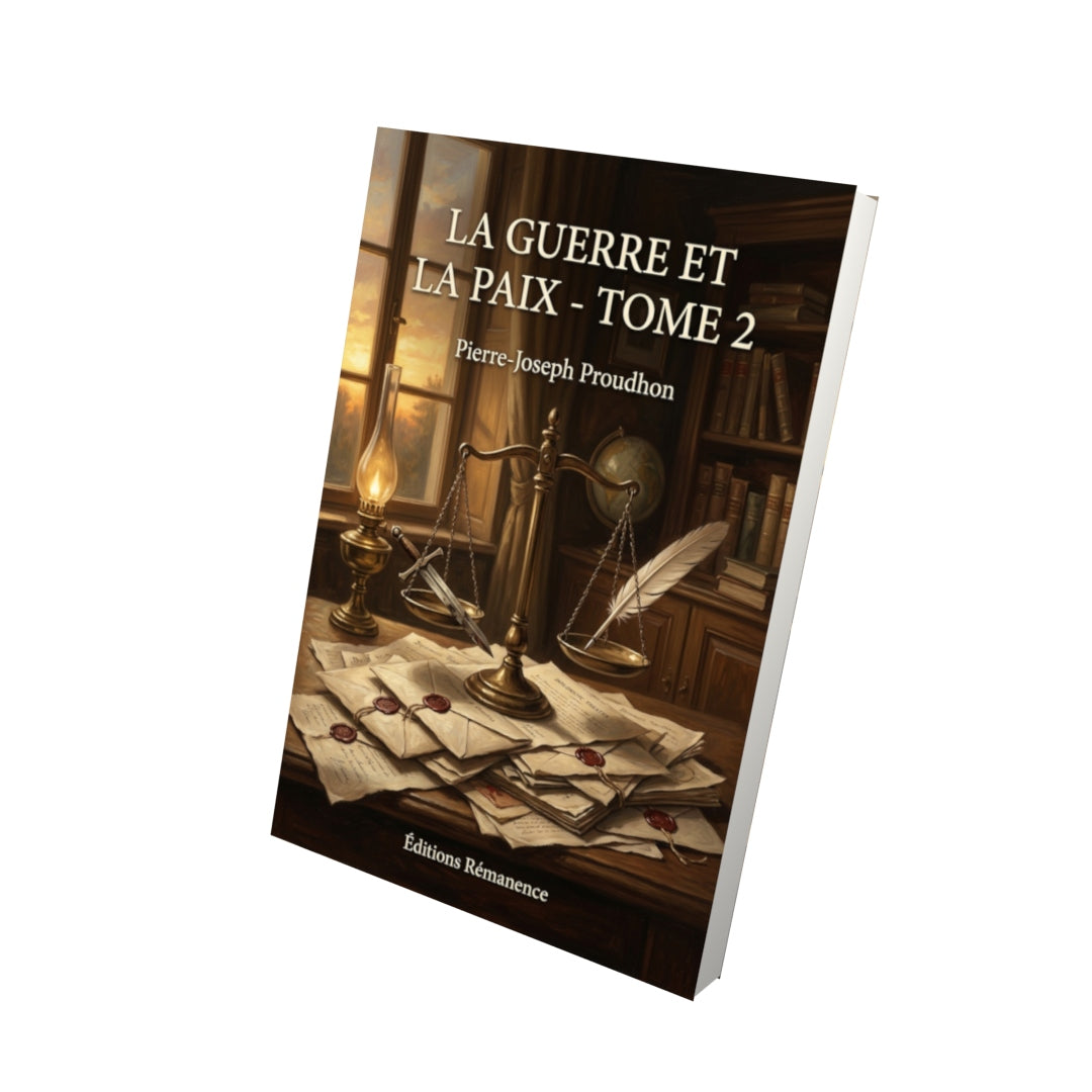 Livre La Guerre et la Paix - Tome 2 par Pierre-Joseph Proudhon - Vue 3D - Editions Remanence