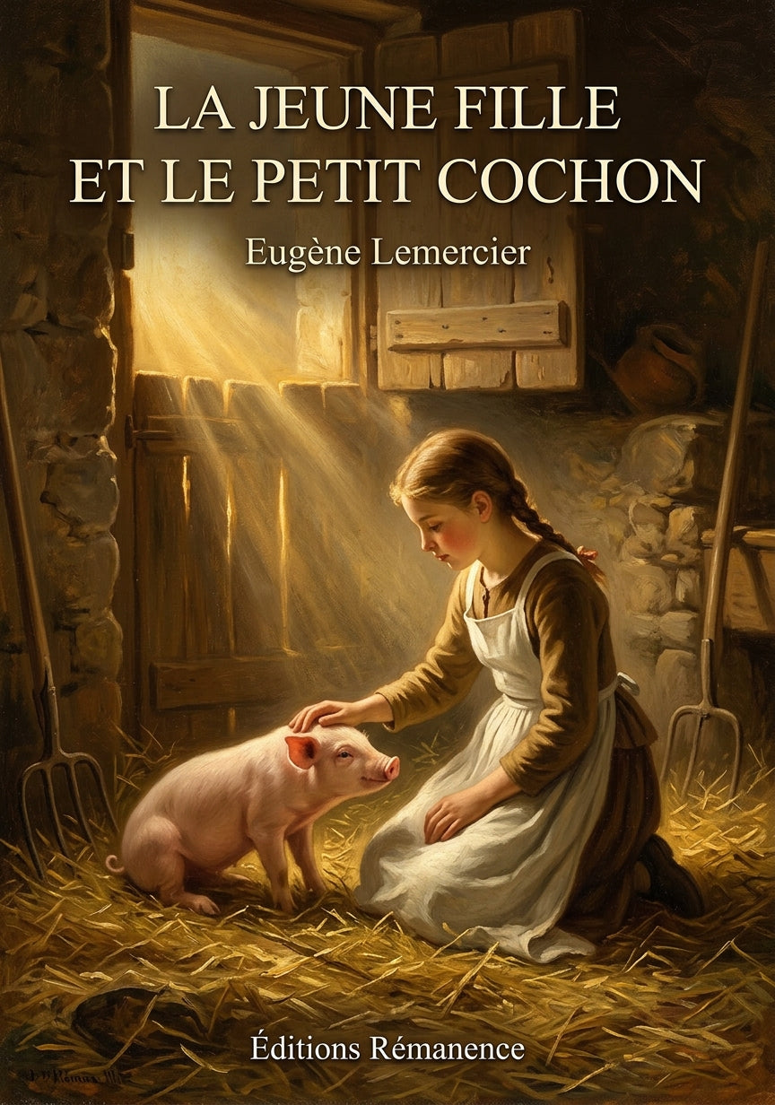 Livre La Jeune Fille et le Petit Cochon par Eugène Lemercier - Couverture - Editions Remanence