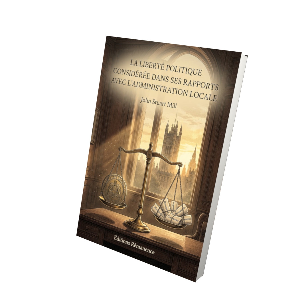 Livre La Liberté politique considérée dans ses rapports avec l’administration locale par John Stuart Mill - Vue 3D - Editions Remanence