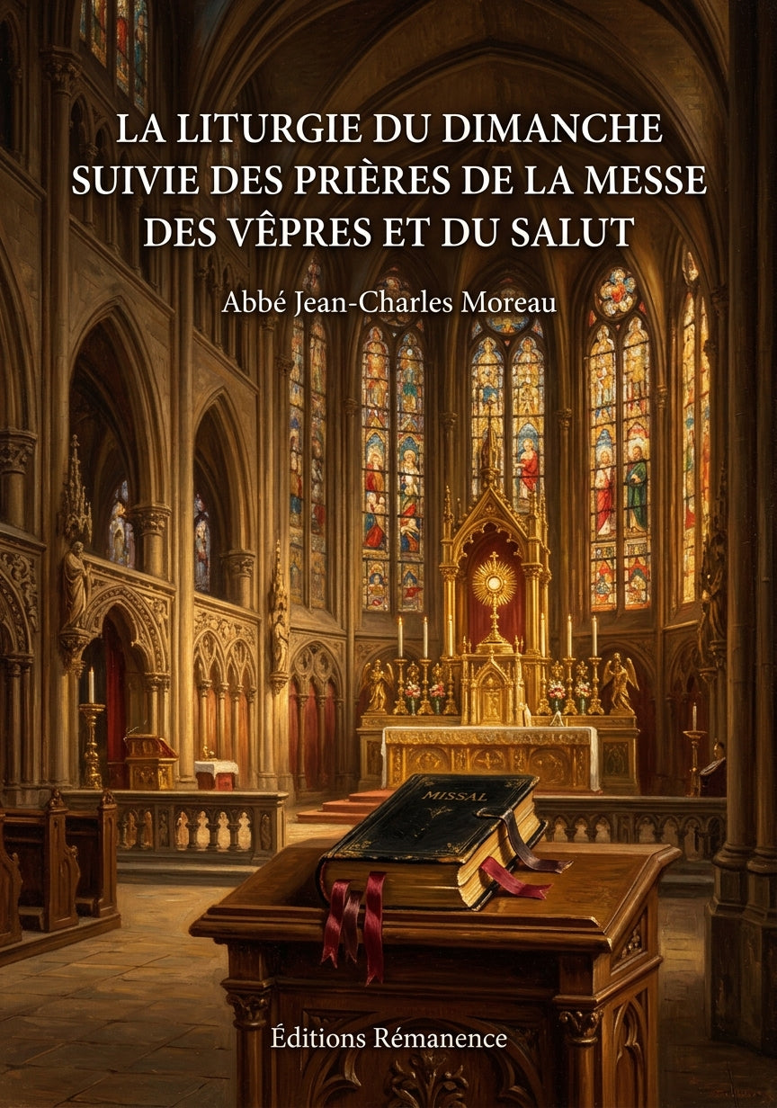 Livre La Liturgie du Dimanche suivie des prières de la Messe des Vêpres et du Salut par Abbé Jean-Charles Moreau - Couverture - Editions Remanence