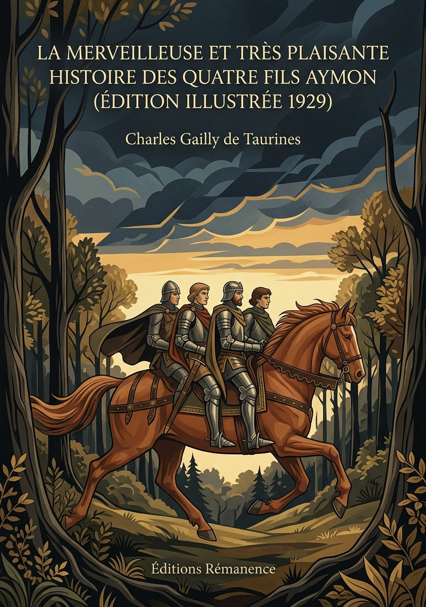 Livre La merveilleuse et très plaisante histoire des quatre fils Aymon (Édition illustrée 1929) par Charles Gailly de Taurines - Couverture - Editions Remanence