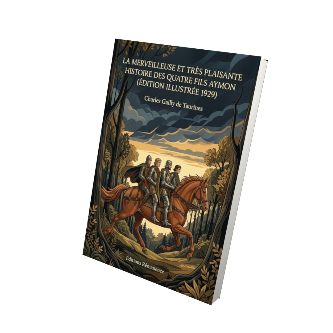 Livre La merveilleuse et très plaisante histoire des quatre fils Aymon (Édition illustrée 1929) par Charles Gailly de Taurines - Vue 3D - Editions Remanence
