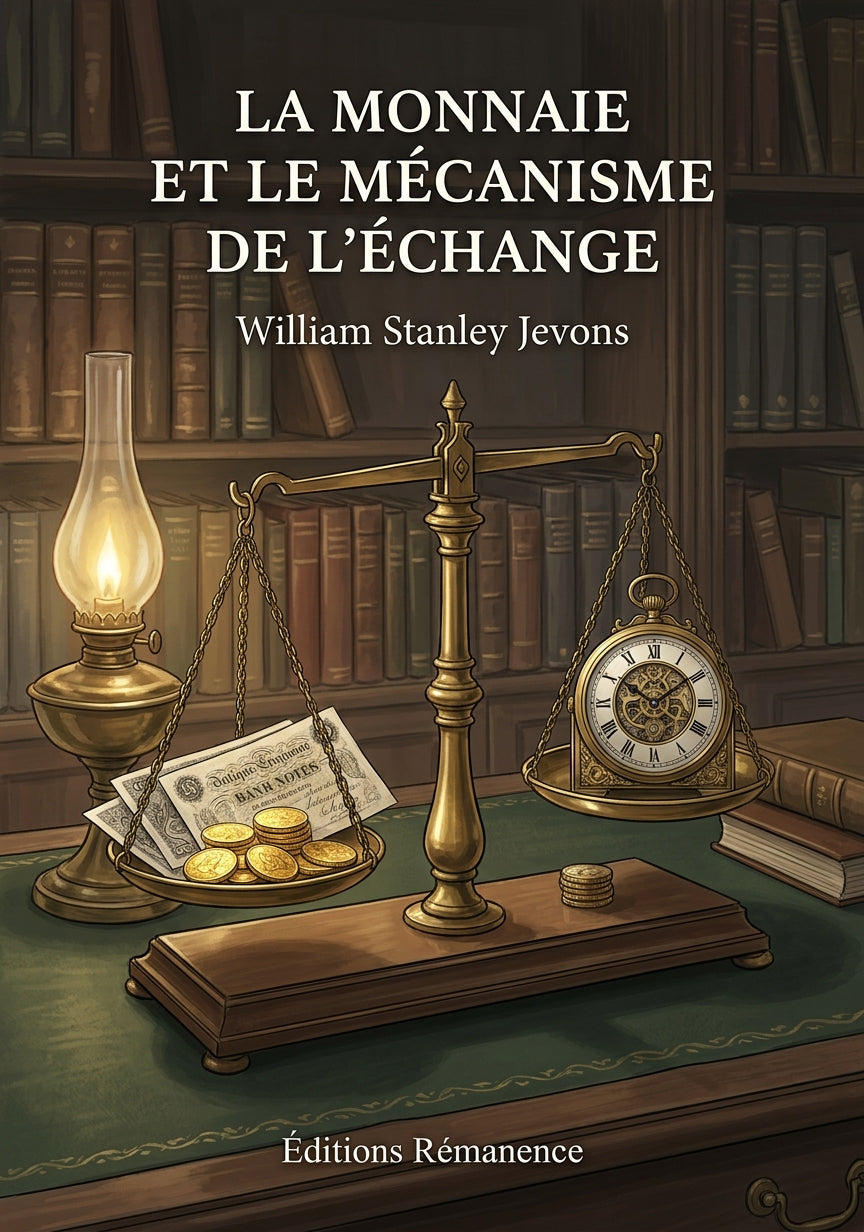 Livre La Monnaie et le mécanisme de l’échange par William Stanley Jevons - Couverture - Editions Remanence