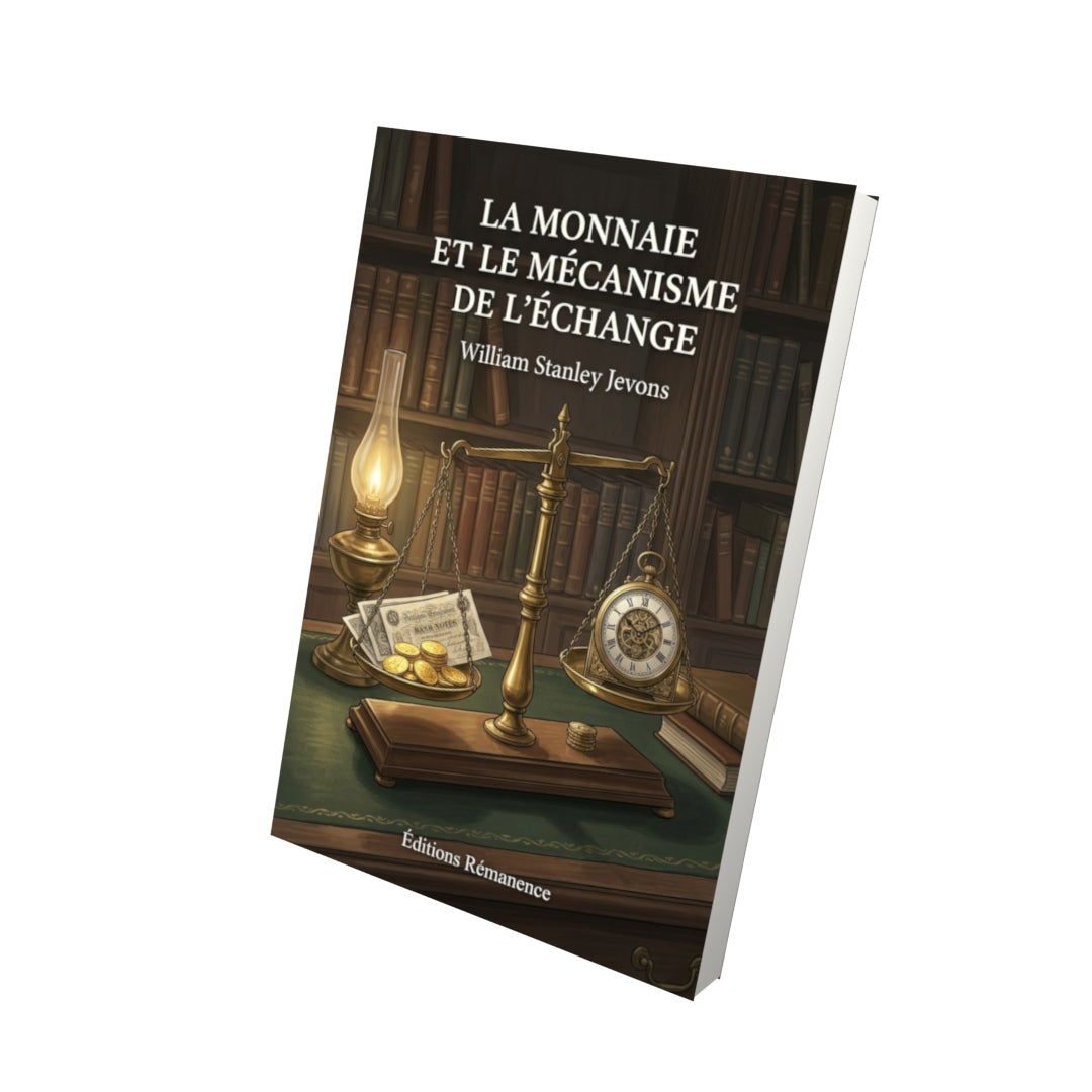 Livre La Monnaie et le mécanisme de l’échange par William Stanley Jevons - Vue 3D - Editions Remanence