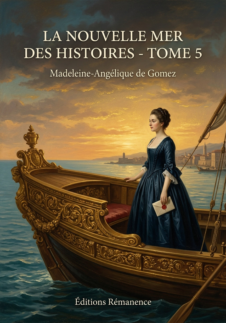 Livre La Nouvelle Mer des histoires - Tome 5 par Madeleine-Angélique de Gomez - Couverture - Editions Remanence