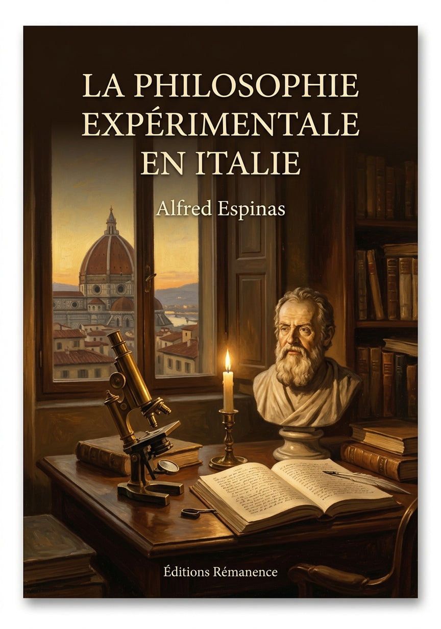 Livre La Philosophie expérimentale en Italie par Alfred Espinas - Couverture - Editions Remanence