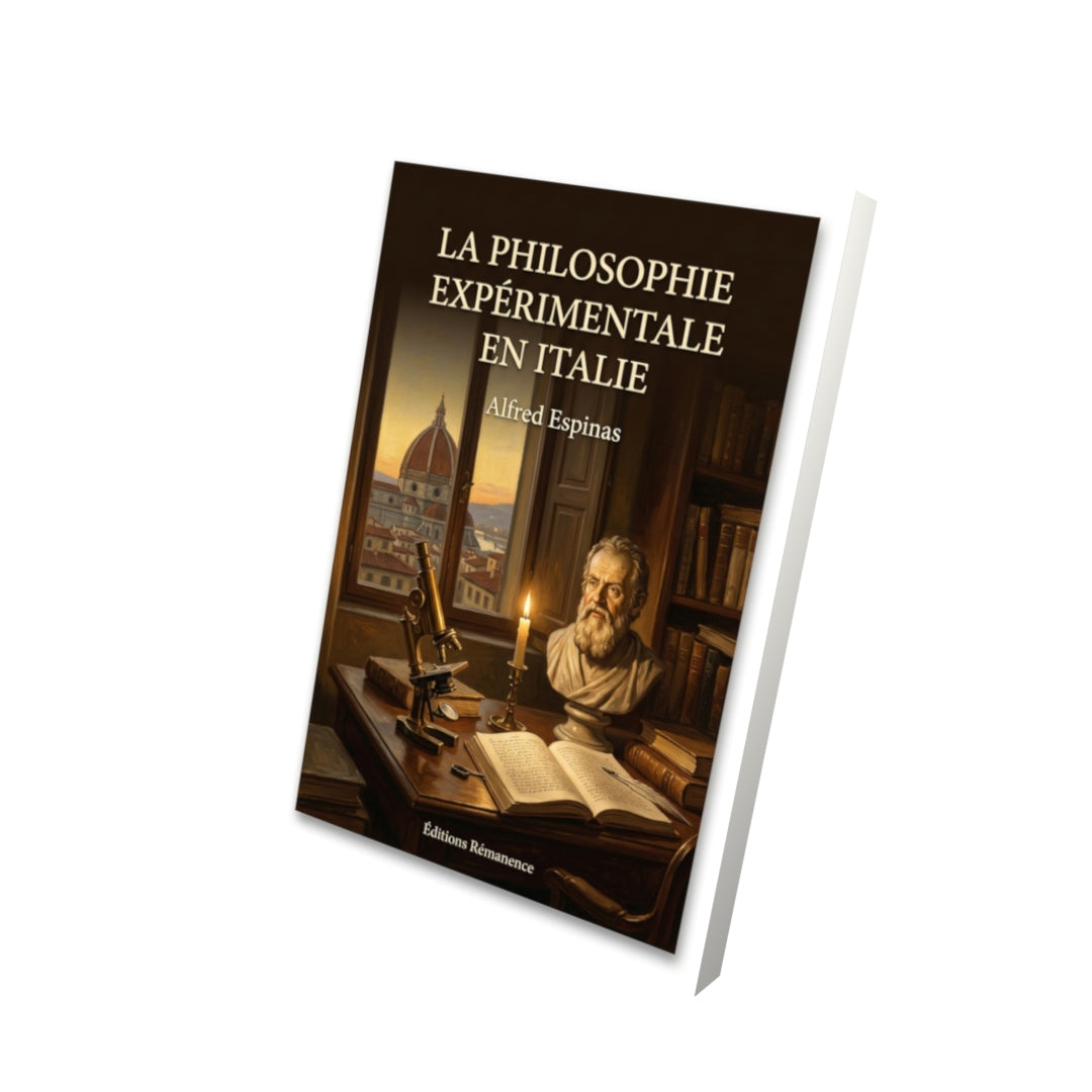 Livre La Philosophie expérimentale en Italie par Alfred Espinas - Vue 3D - Editions Remanence