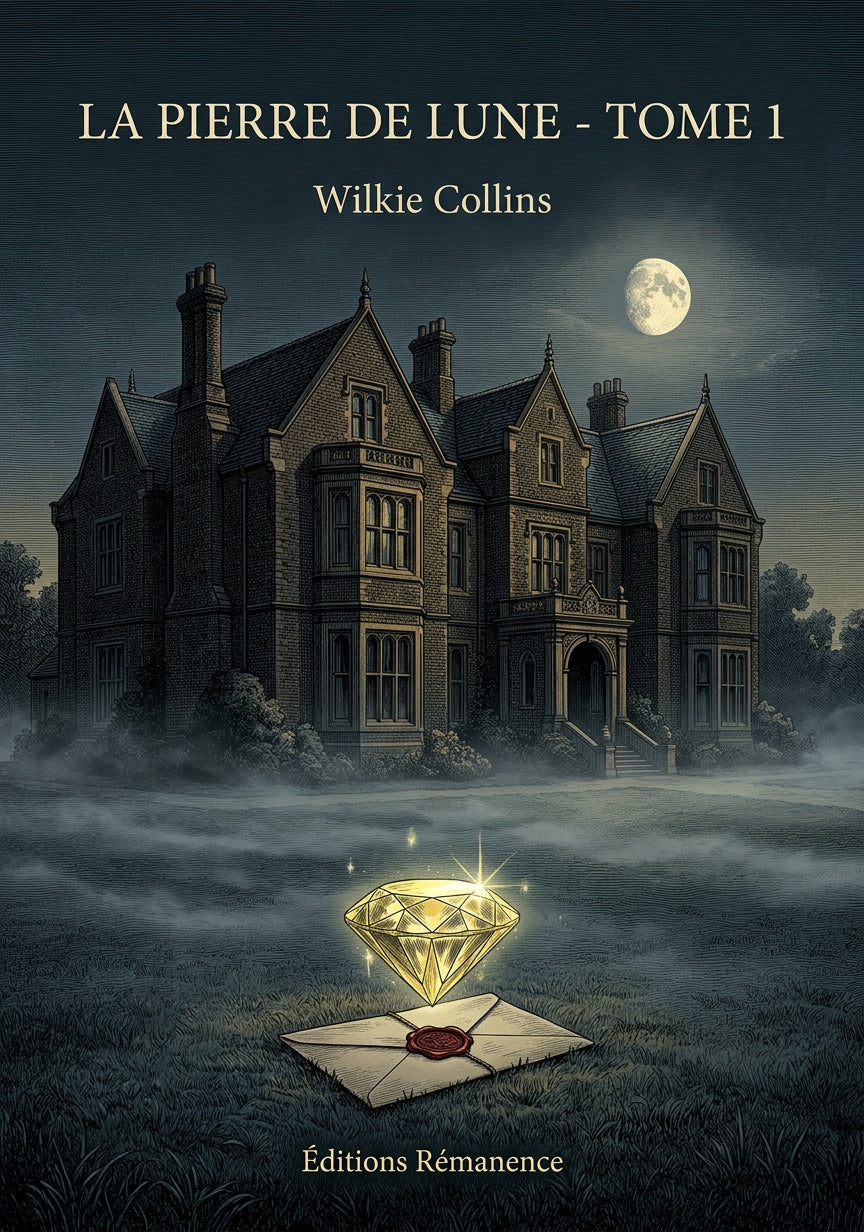Livre La Pierre de Lune - Tome 1 par Wilkie Collins - Couverture - Editions Remanence