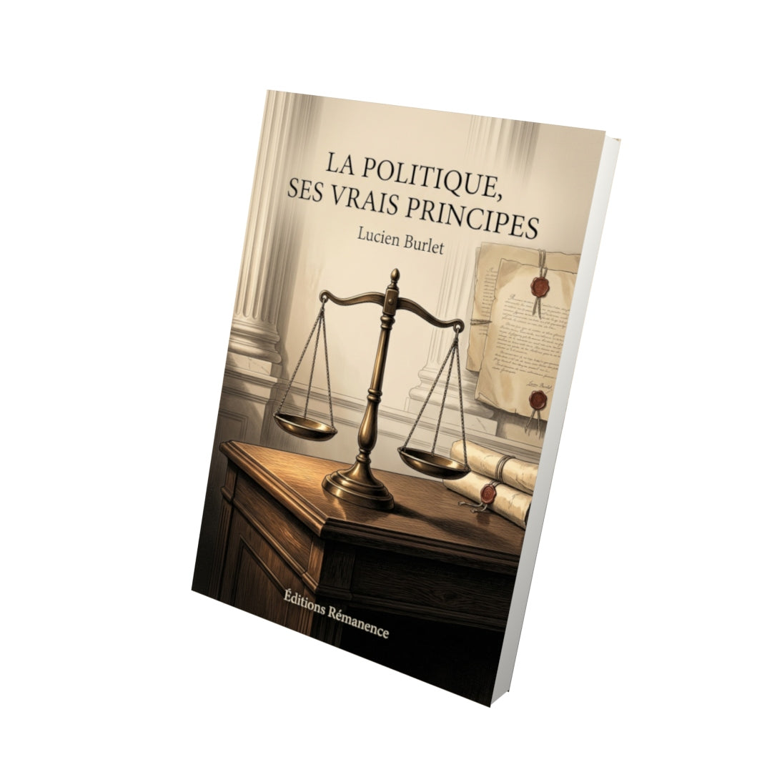 Livre La politique, ses vrais principes par Lucien Burlet - Vue 3D - Editions Remanence