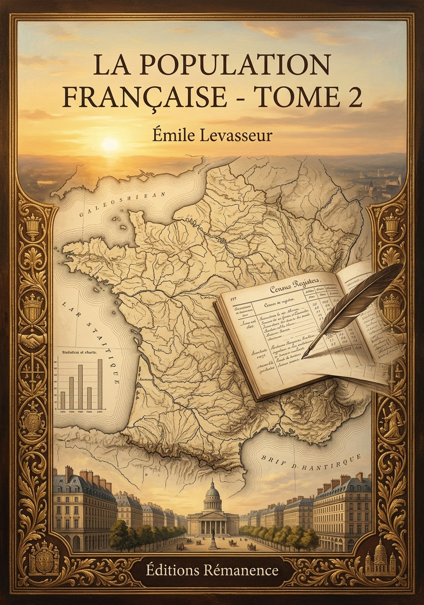 Livre La population française - Tome 2 par Émile Levasseur - Couverture - Editions Remanence