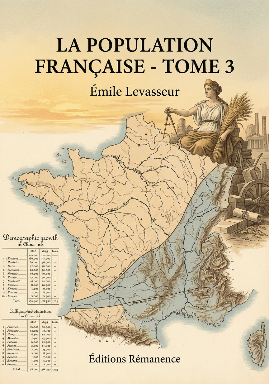 Livre La population française - Tome 3 par Émile Levasseur - Couverture - Editions Remanence