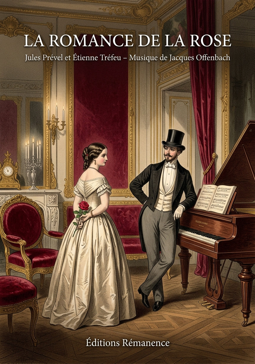 Livre La Romance de la rose par Jules Prével et Étienne Tréfeu – Musique de Jacques Offenbach - Couverture - Editions Remanence