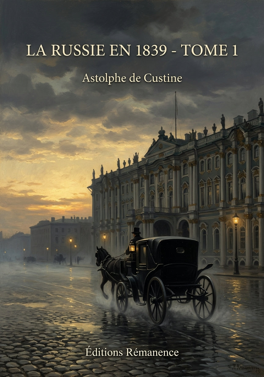 Livre La Russie en 1839 - Tome 1 par Astolphe de Custine - Couverture - Editions Remanence