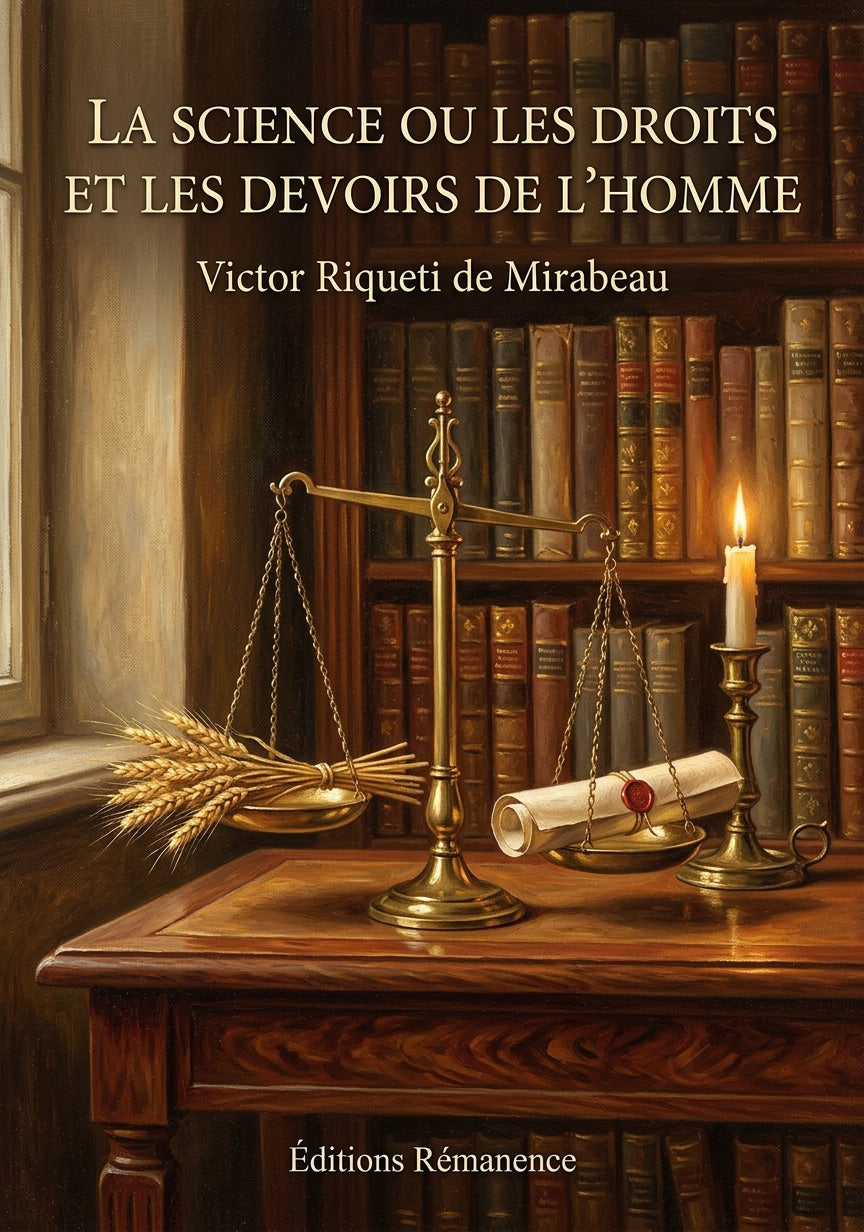 Livre La science ou Les droits et les devoirs de l’homme par Victor Riqueti de Mirabeau - Couverture - Editions Remanence
