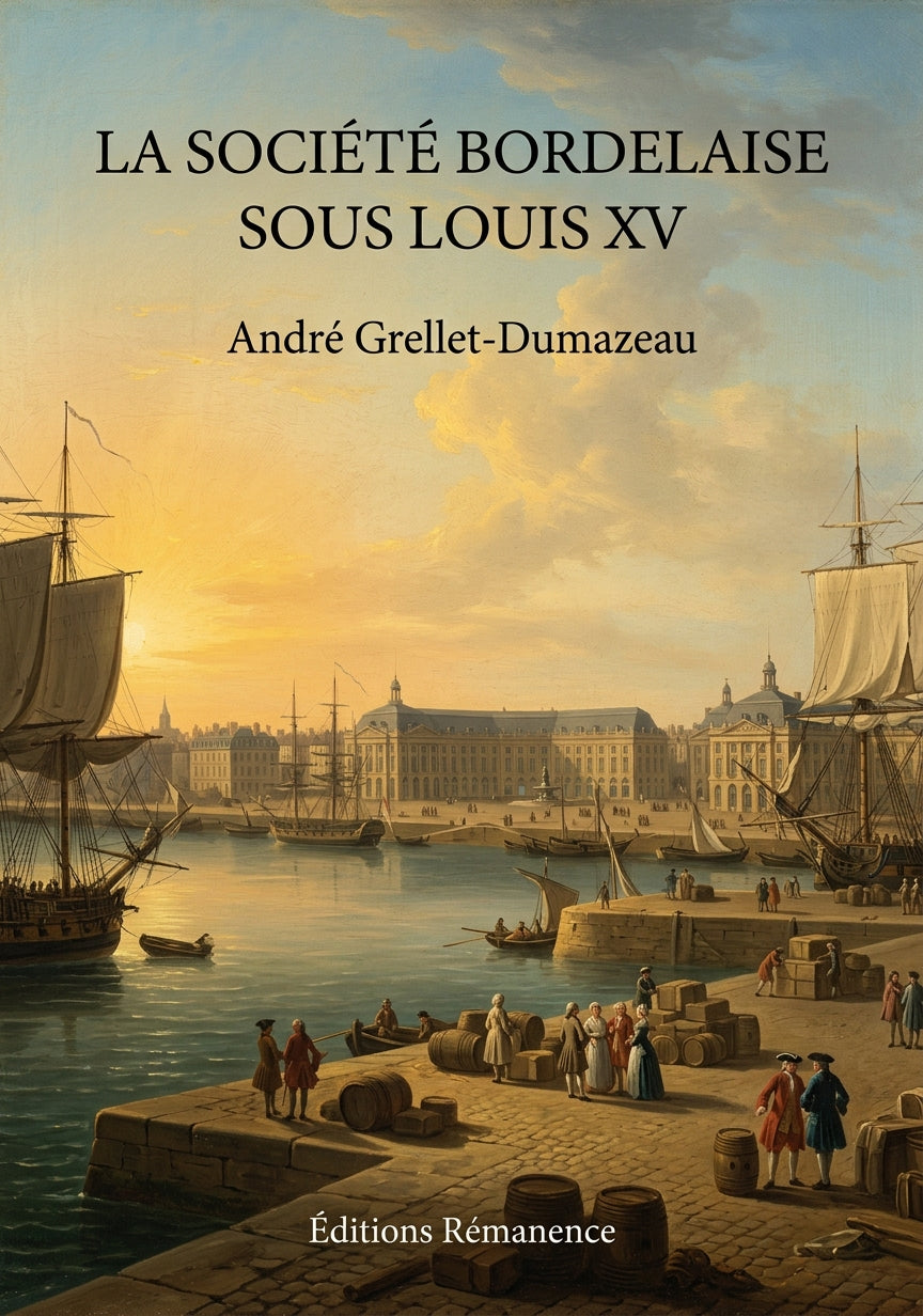 Livre La société bordelaise sous Louis XV par André Grellet-Dumazeau - Couverture - Editions Remanence