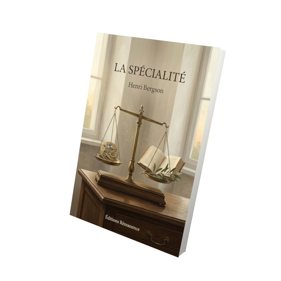 Livre La spécialité par Henri Bergson - Vue 3D - Editions Remanence