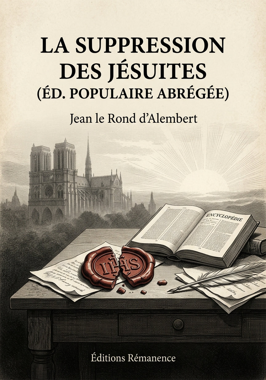 Livre La Suppression des jésuites (éd. populaire abrégée) par Jean le Rond d’Alembert - Couverture - Editions Remanence