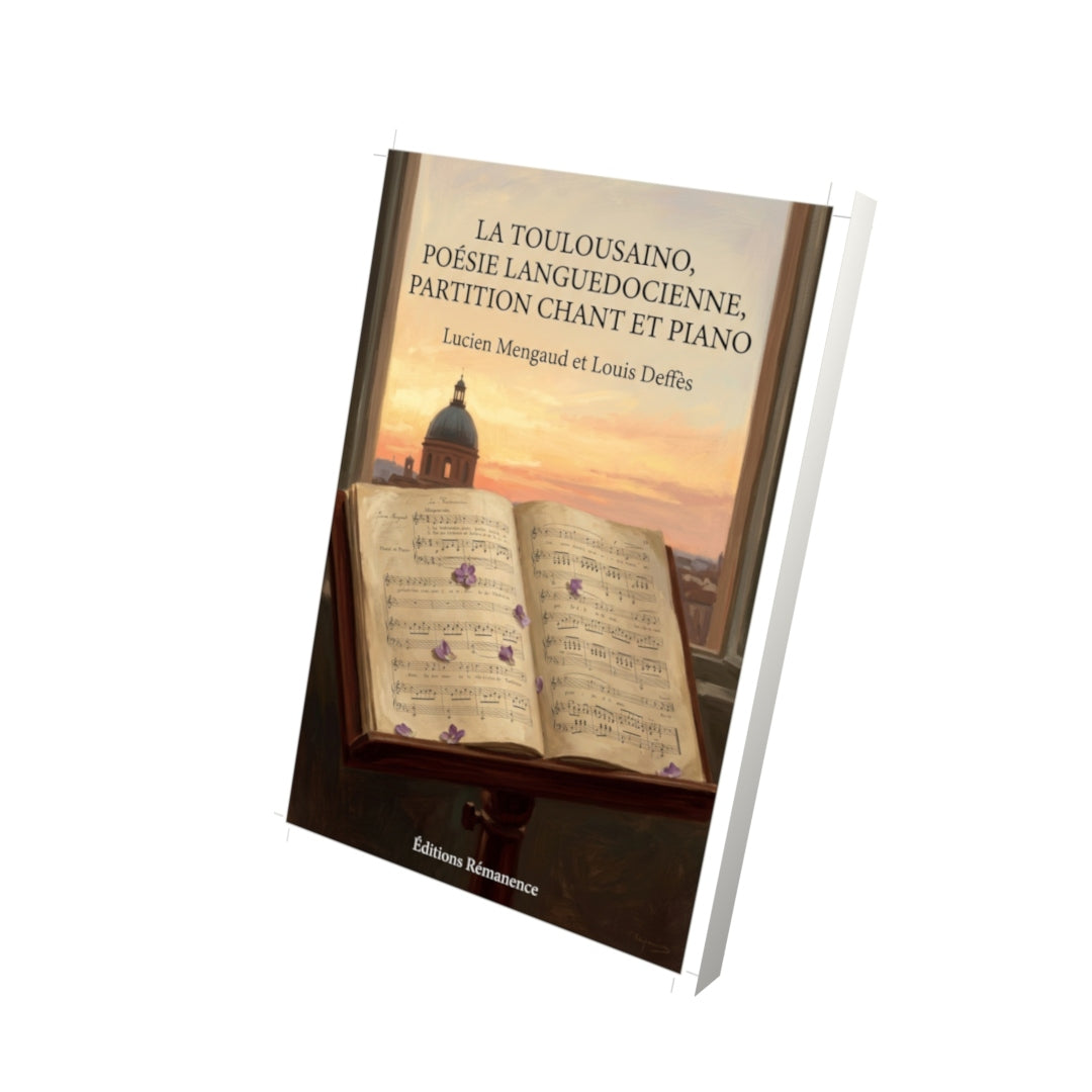 Livre La Toulousaino, poésie languedocienne, partition chant et piano par Lucien Mengaud et Louis Deffès - Vue 3D - Editions Remanence