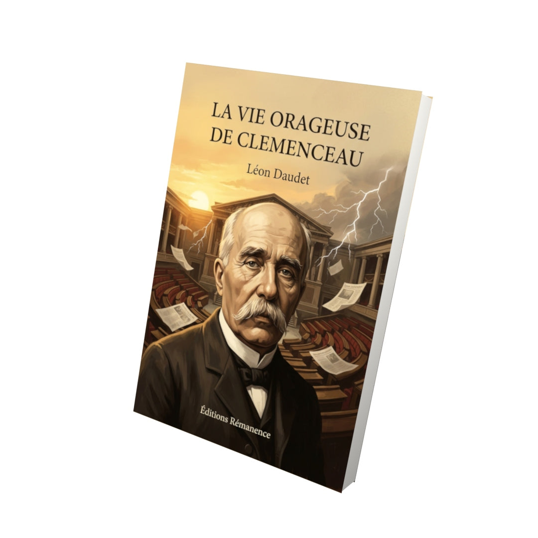 Livre La vie orageuse de Clemenceau par Léon Daudet - Vue 3D - Editions Remanence