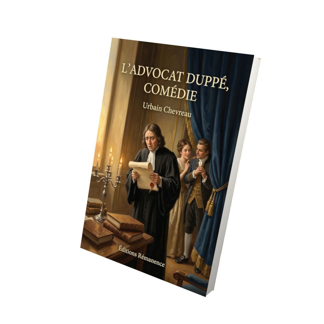 Livre L’Advocat duppé, comédie par Urbain Chevreau - Vue 3D - Editions Remanence