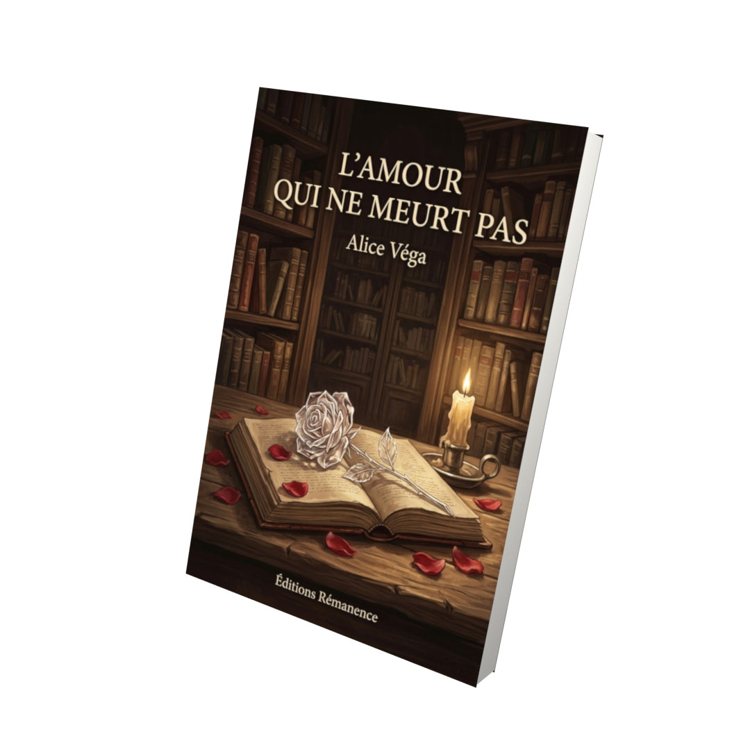 Livre L’Amour qui ne meurt pas par Alice Véga - Vue 3D - Editions Remanence