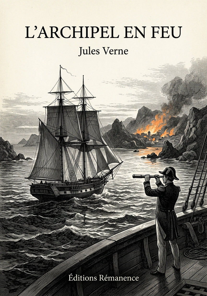 Livre L’Archipel en feu par Jules Verne - Couverture - Editions Remanence