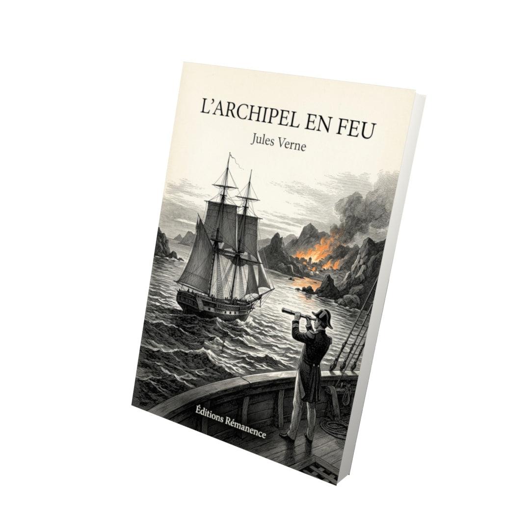 Livre L’Archipel en feu par Jules Verne - Vue 3D - Editions Remanence