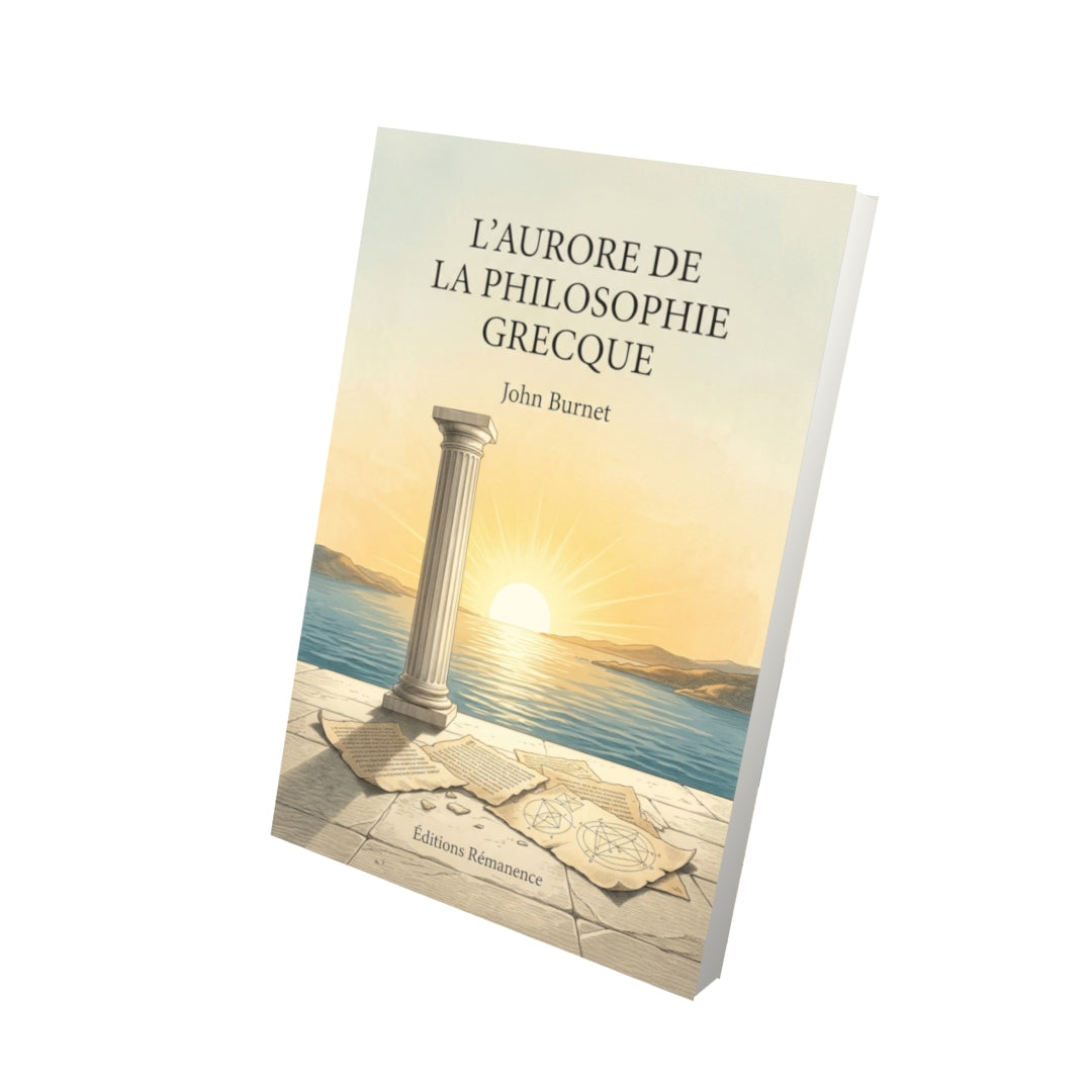 Livre L’aurore de la philosophie grecque par John Burnet - Vue 3D - Editions Remanence