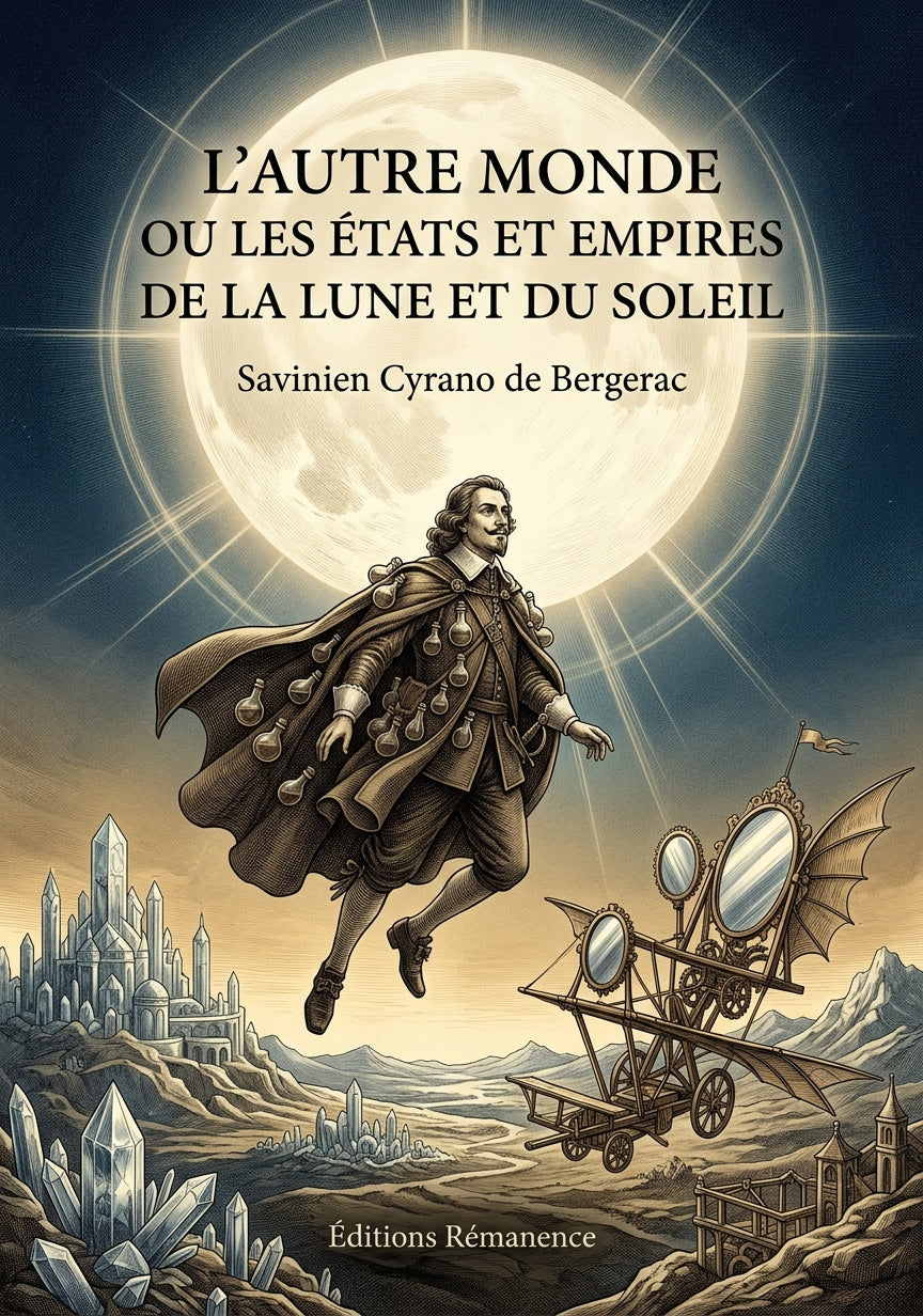 Livre L’Autre Monde ou les États et Empires de la Lune et du Soleil par Savinien Cyrano de Bergerac - Couverture - Editions Remanence