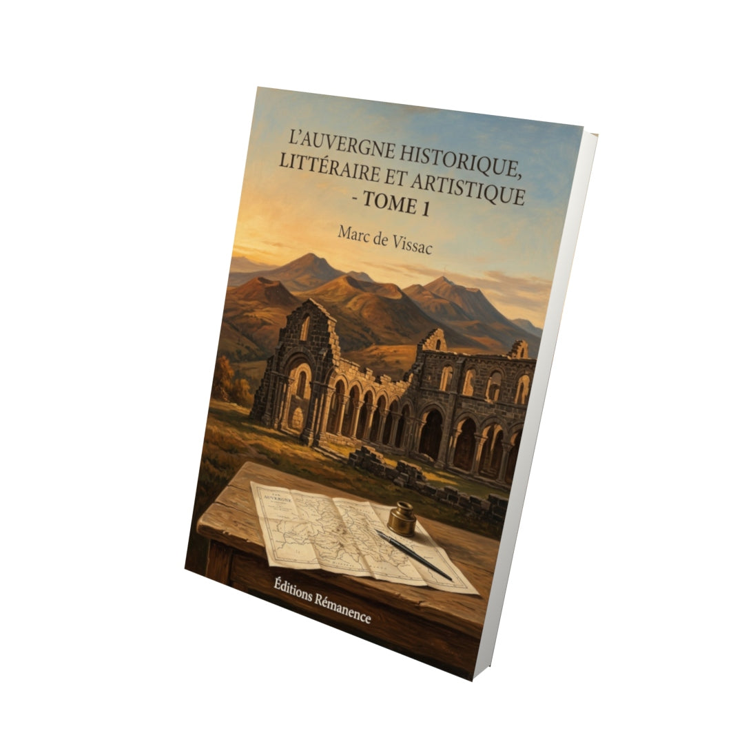 Livre L’Auvergne historique, littéraire et artistique - Tome 1 par Marc de Vissac - Vue 3D - Editions Remanence