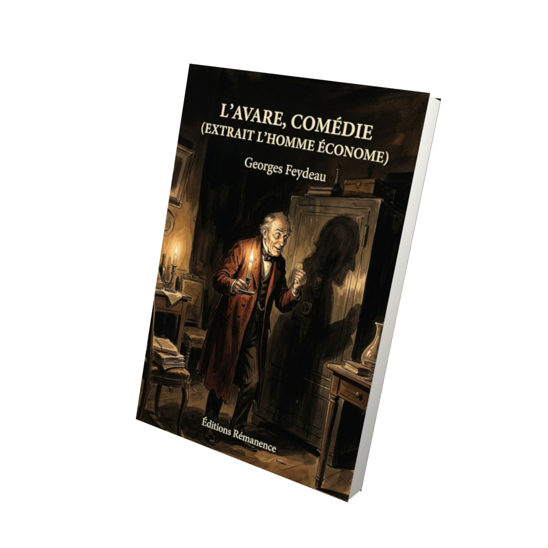 Livre L’Avare, comédie (extrait L’Homme économe) par Georges Feydeau - Vue 3D - Editions Remanence