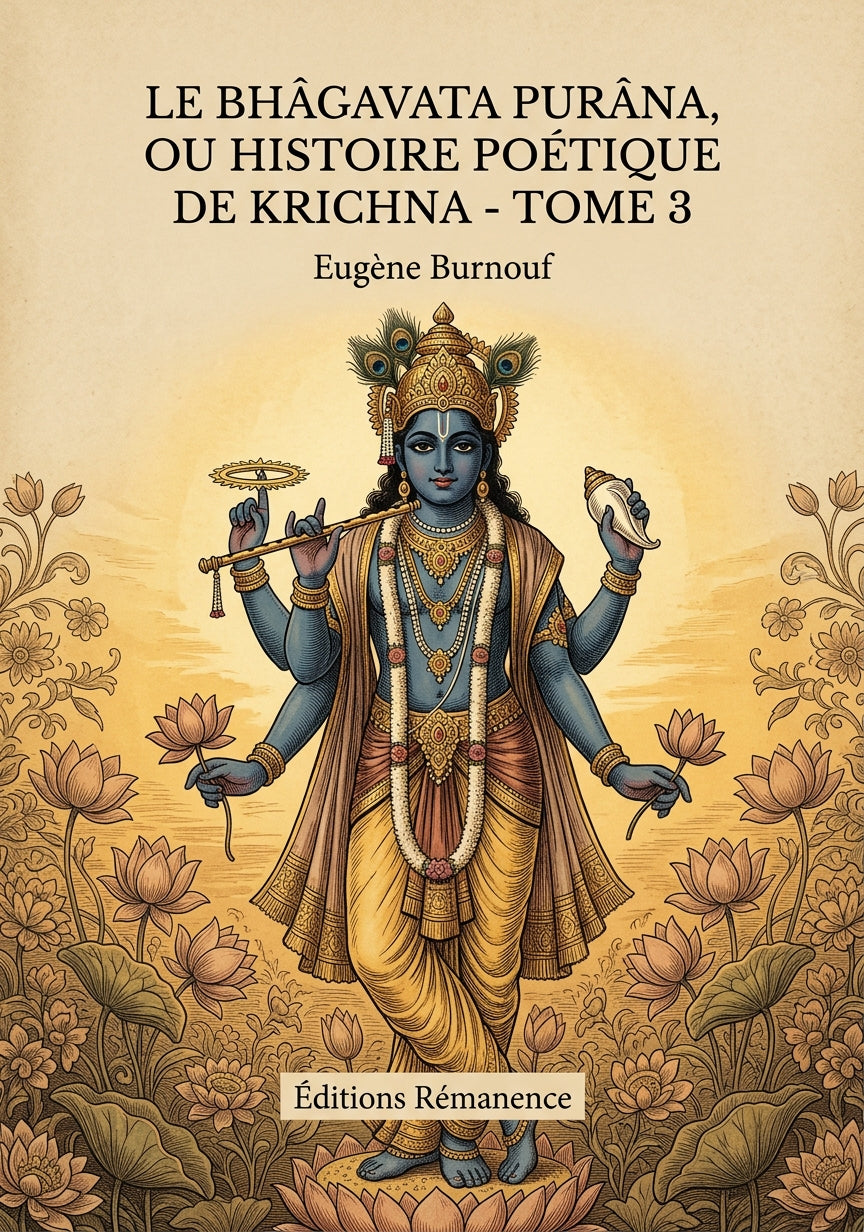 Livre Le Bhâgavata Purâna, ou Histoire poétique de Krichna - Tome 3 par Eugène Burnouf - Couverture - Editions Remanence
