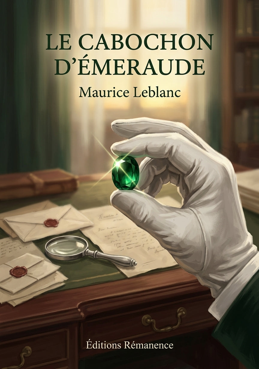 Livre Le Cabochon d’émeraude par Maurice Leblanc - Couverture - Editions Remanence