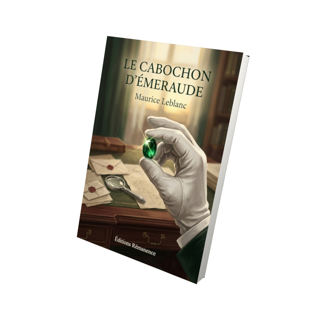 Livre Le Cabochon d’émeraude par Maurice Leblanc - Vue 3D - Editions Remanence