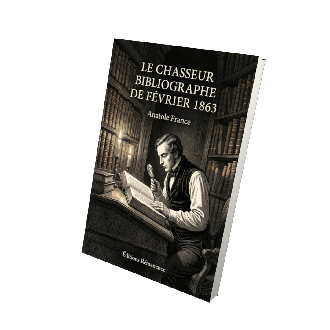 Livre Le Chasseur bibliographe de février 1863 par Anatole France - Vue 3D - Editions Remanence