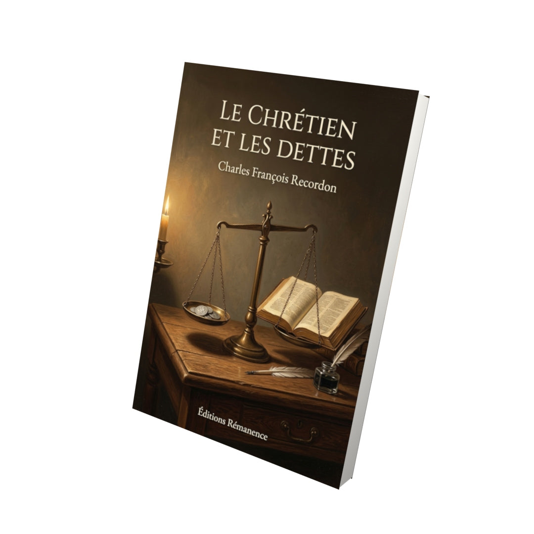 Livre Le chrétien et les dettes par Charles François Recordon - Vue 3D - Editions Remanence