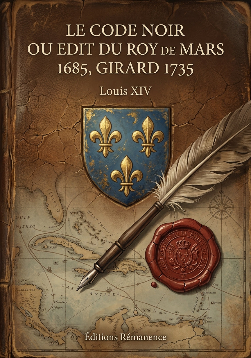 Livre Le code noir ou Edit du roy de mars 1685, Girard 1735 par Louis XIV - Couverture - Editions Remanence