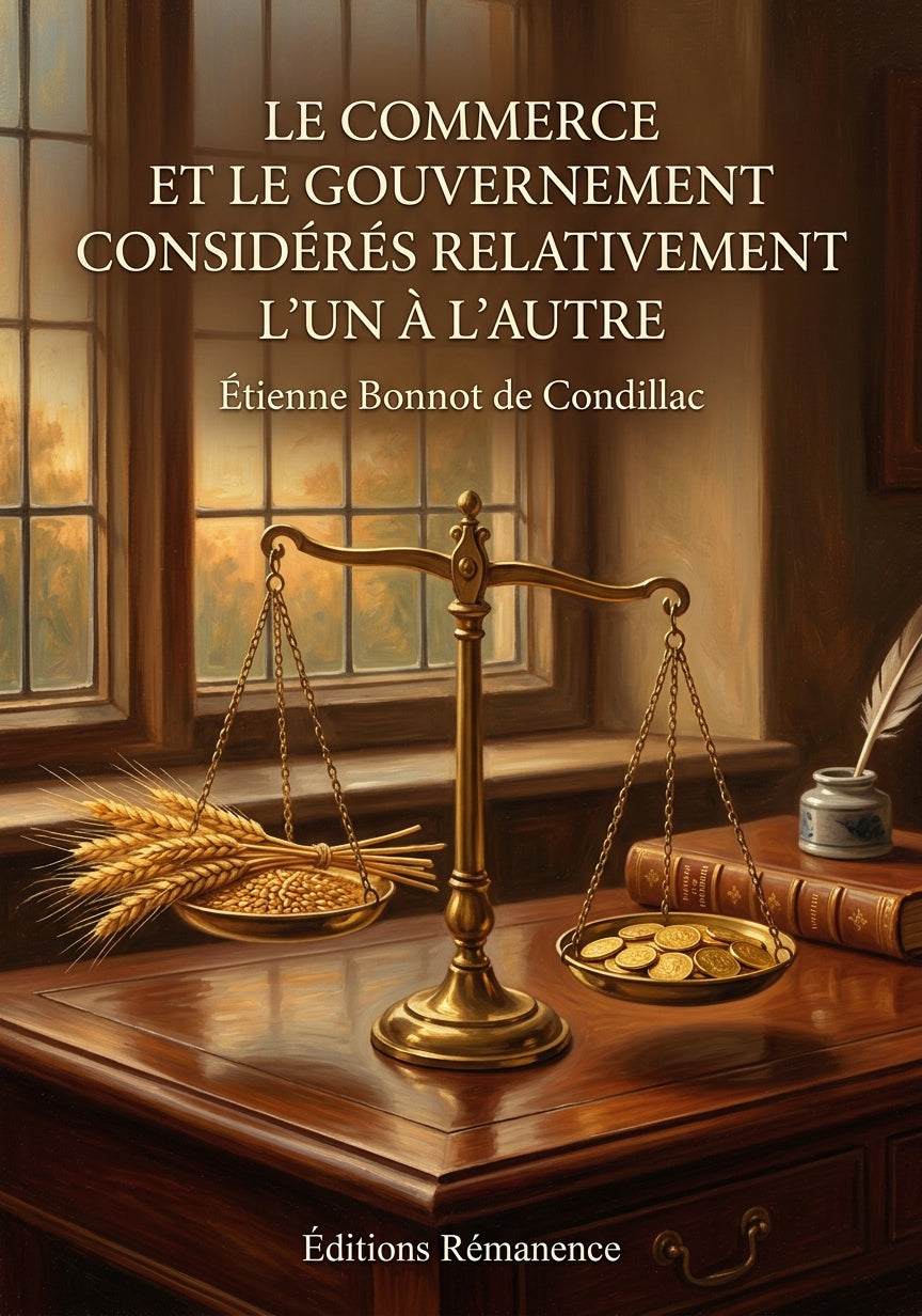 Livre Le Commerce et le gouvernement considérés relativement l’un à l’autre par Étienne Bonnot de Condillac - Couverture - Editions Remanence
