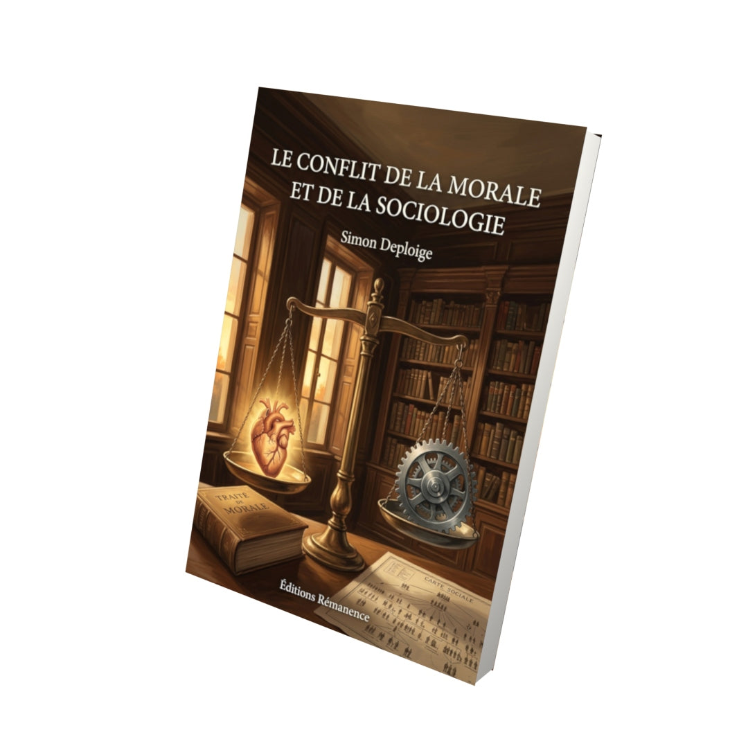 Livre Le Conflit de la morale et de la sociologie par Simon Deploige - Vue 3D - Editions Remanence