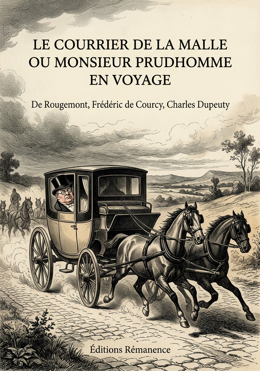 Livre Le Courrier de la malle ou Monsieur Prudhomme en voyage par De Rougemont, Frédéric de Courcy, Charles Dupeuty - Couverture - Editions Remanence