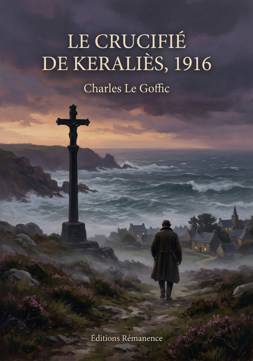 Livre Le Crucifié de Keraliès, 1916 par Charles Le Goffic - Couverture - Editions Remanence