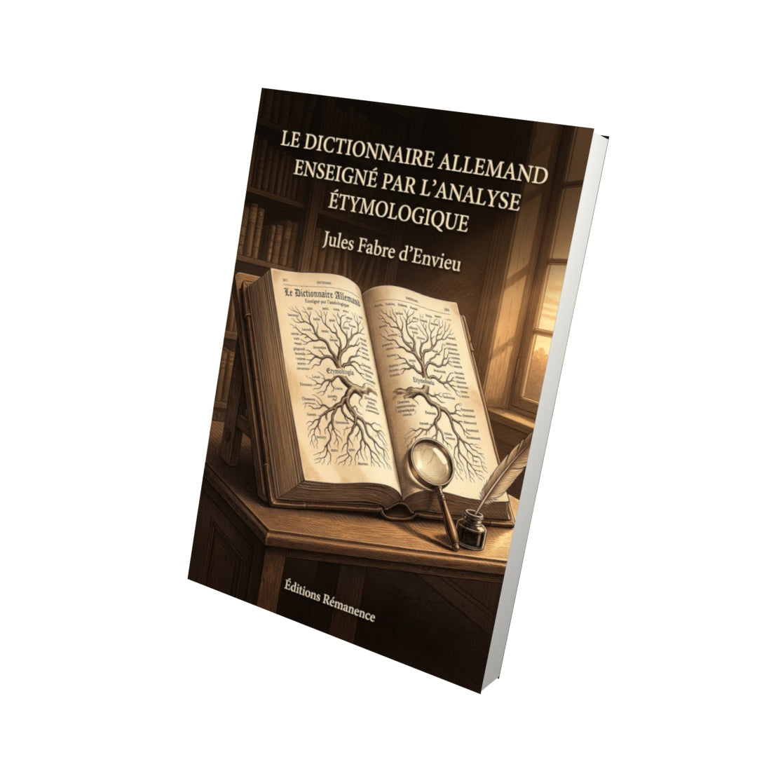 Livre Le Dictionnaire allemand enseigné par l’analyse étymologique par Jules Fabre d’Envieu - Vue 3D - Editions Remanence