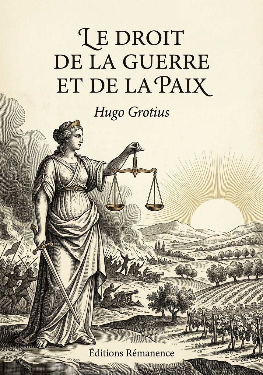 Livre Le Droit de la guerre et de la paix par Hugo Grotius - Couverture - Editions Remanence
