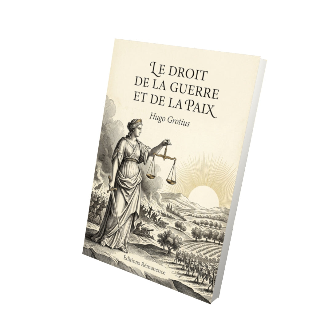 Livre Le Droit de la guerre et de la paix par Hugo Grotius - Vue 3D - Editions Remanence
