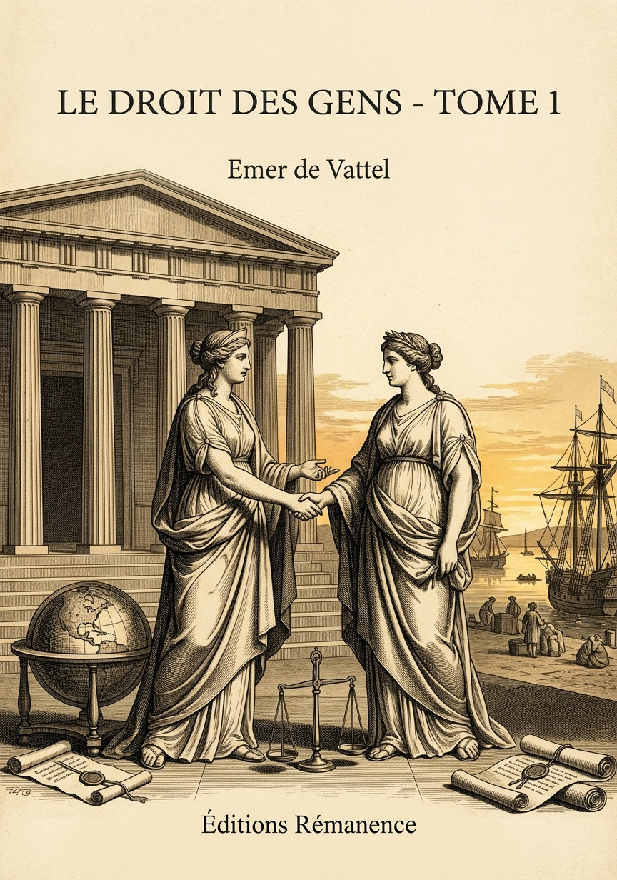 Livre Le Droit des gens - Tome 1 par Emer de Vattel - Couverture - Editions Remanence