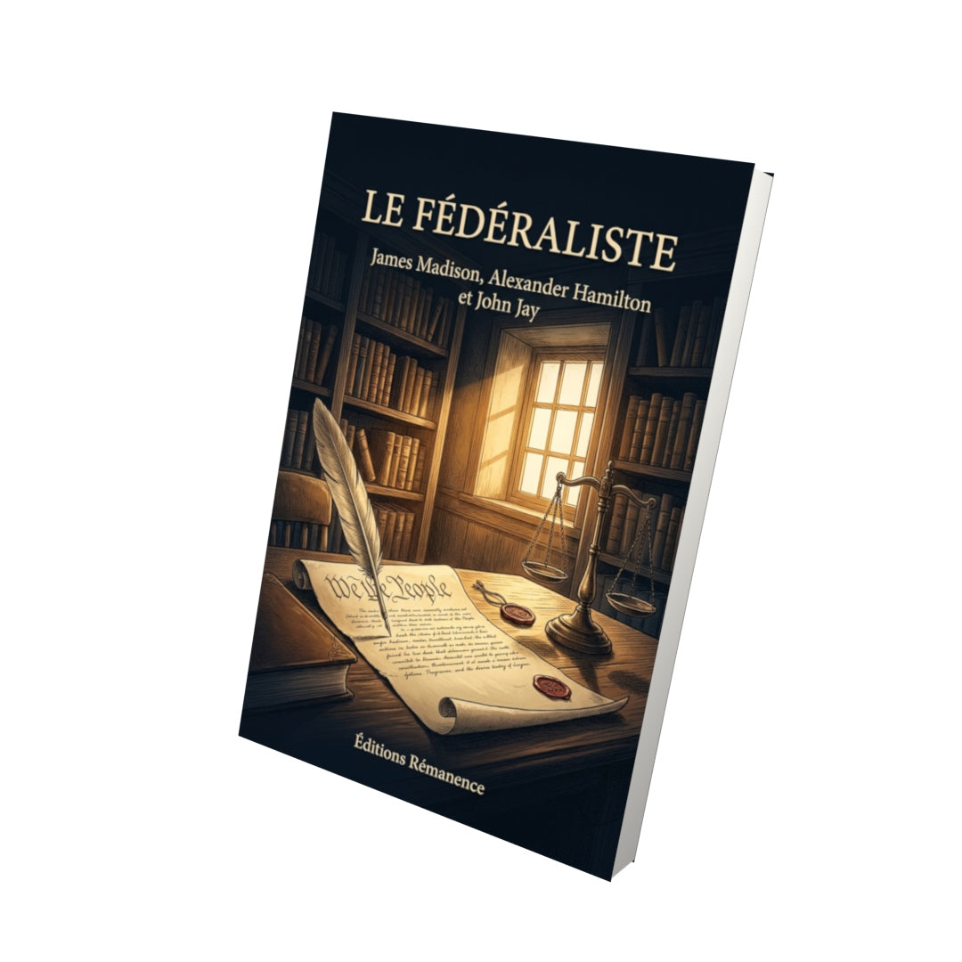 Livre Le Fédéraliste par James Madison, Alexander Hamilton et John Jay - Vue 3D - Editions Remanence
