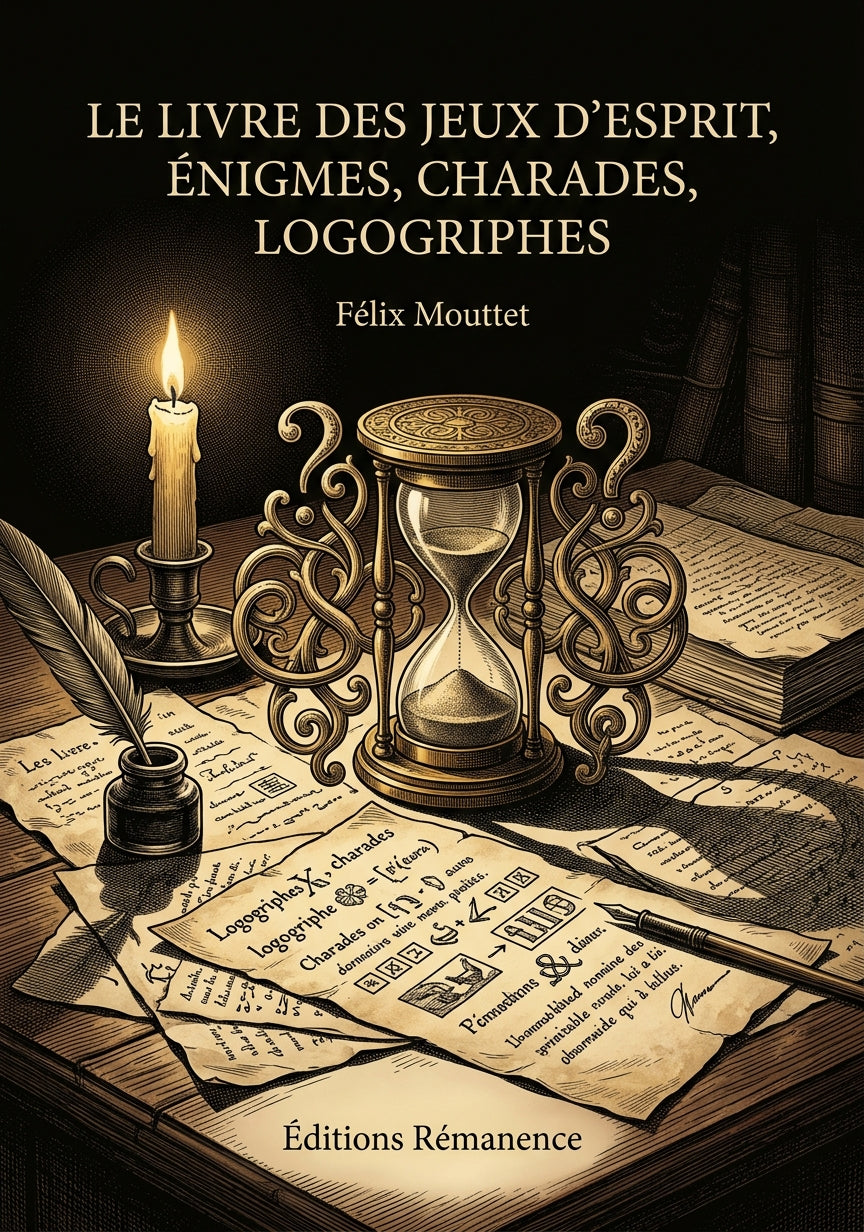 Livre Le livre des jeux d’esprit, énigmes, charades, logogriphes par Félix Mouttet - Couverture - Editions Remanence