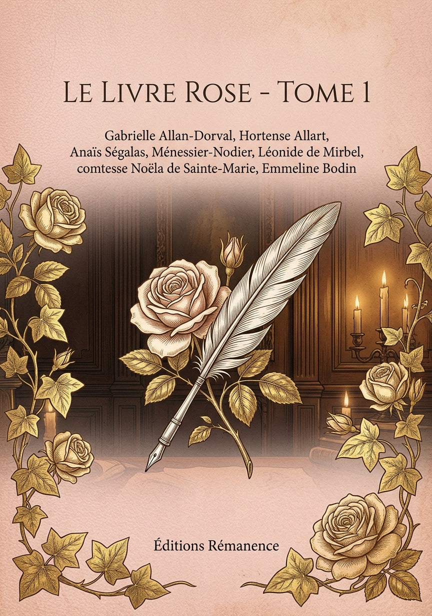 Livre Le Livre rose - Tome 1 par Gabrielle Allan-Dorval, Hortense Allart, Anaïs Ségalas, Ménessier-Nodier, Léonide de Mirbel, comtesse Noëla de Sainte-Marie, Emmeline Bodin - Couverture - Editions Remanence