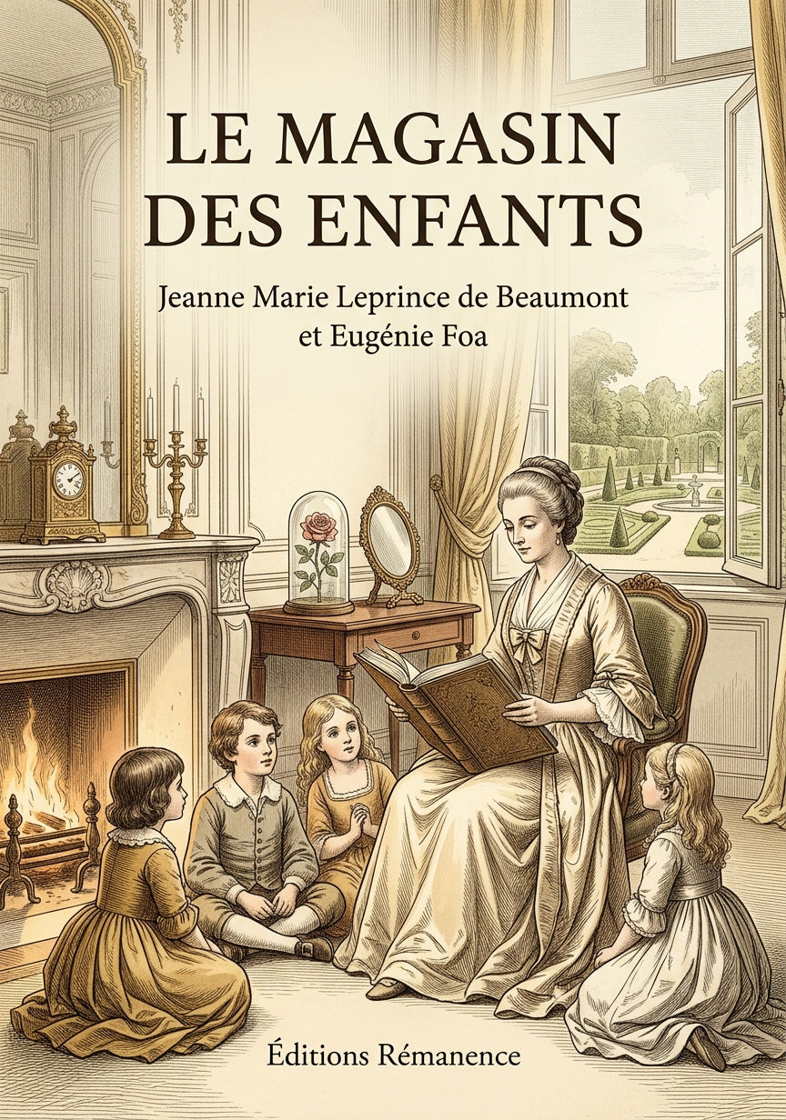 Livre Le Magasin des enfants par Jeanne Marie Leprince de Beaumont et Eugénie Foa - Couverture - Editions Remanence