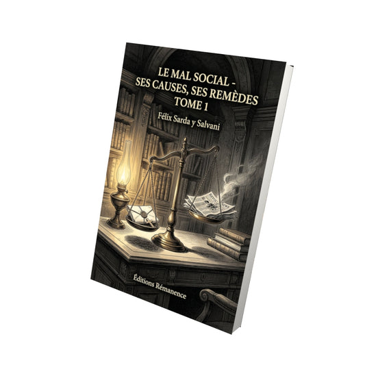 Livre Le mal social - ses causes, ses remèdes Tome 1 - Félix Sarda y Salvani - Vue 3D - Editions Remanence